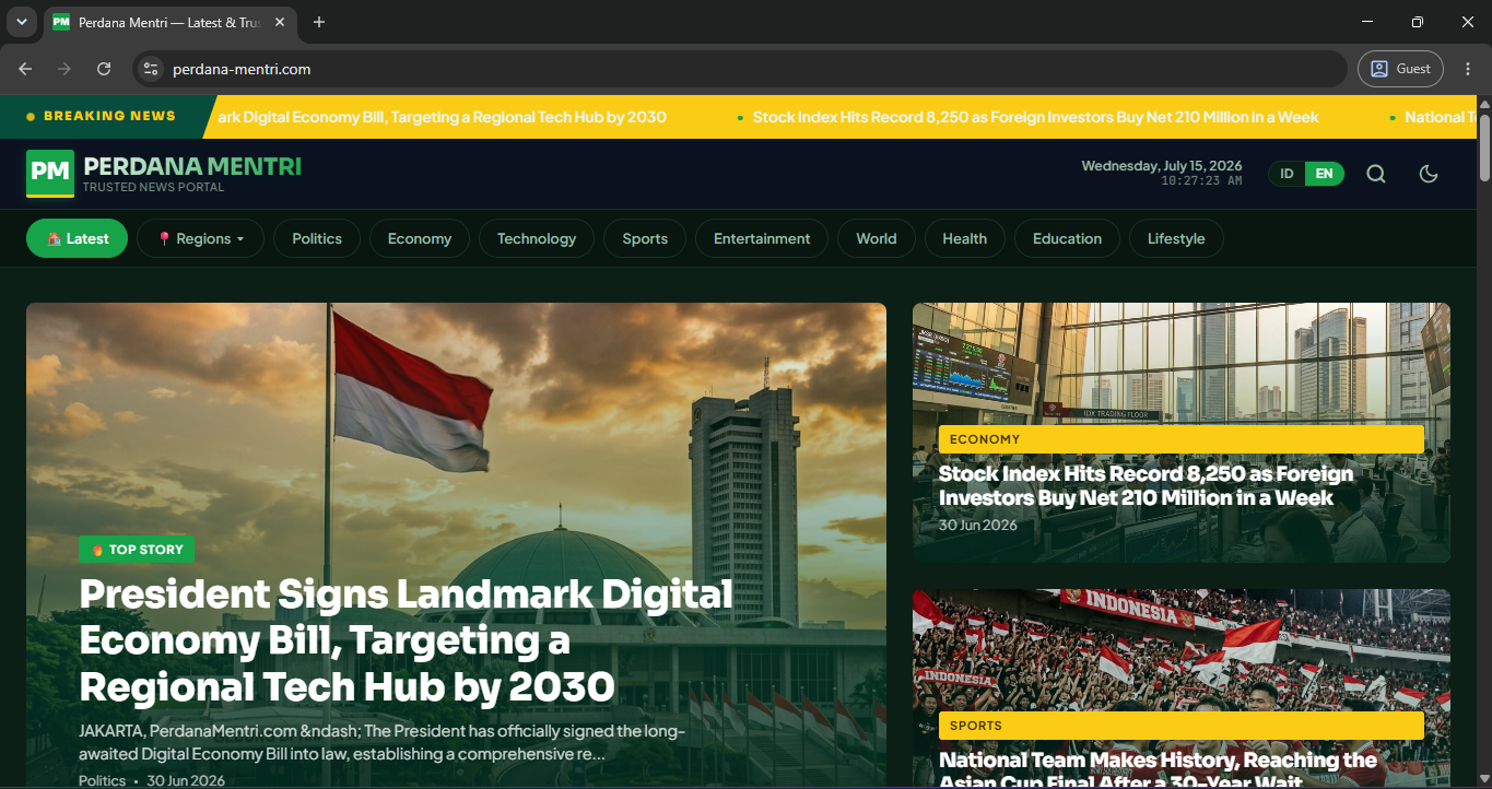 Tampilan website perdana-mentri.com