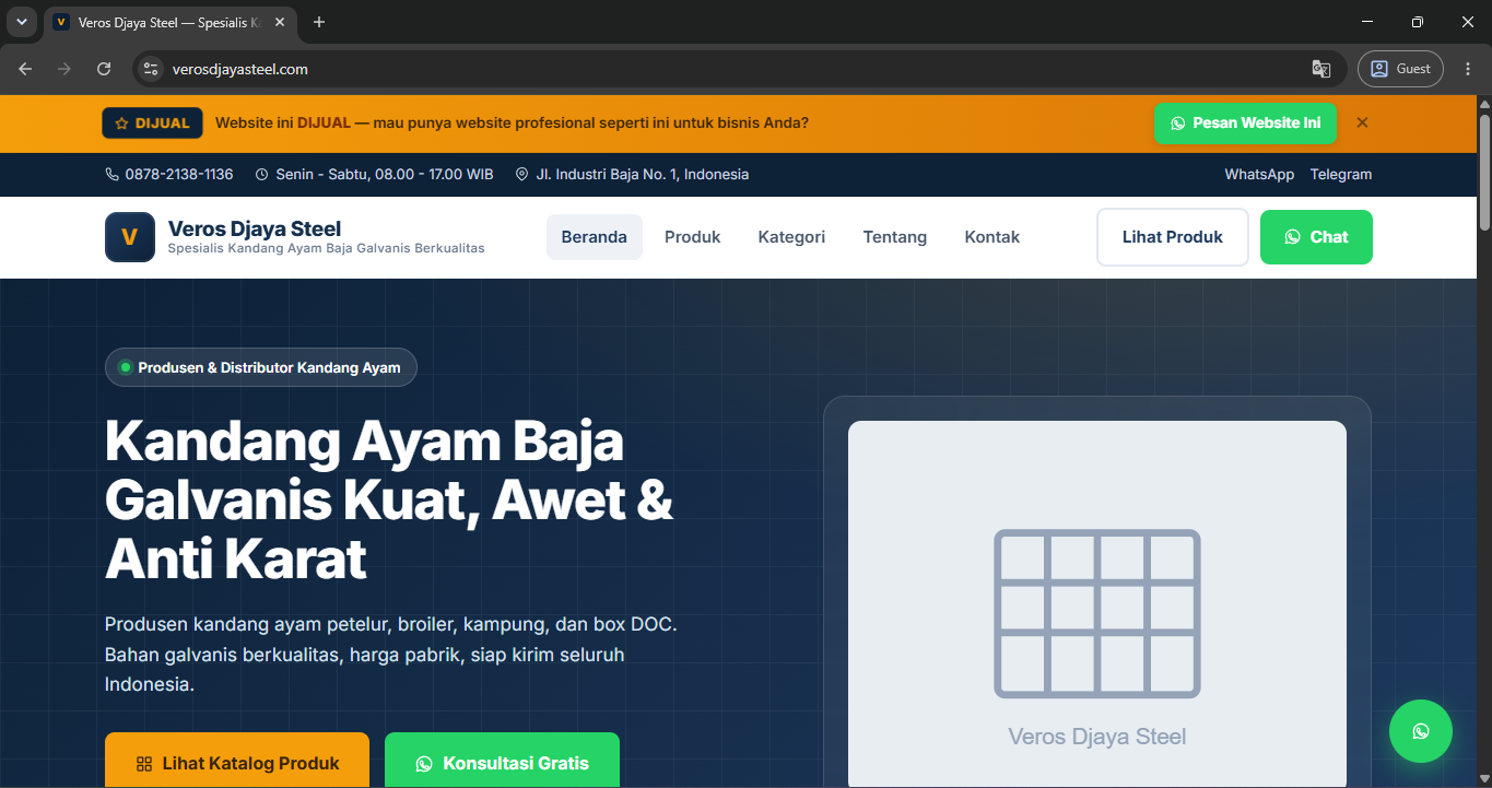 Tampilan website verosdjayasteel.com