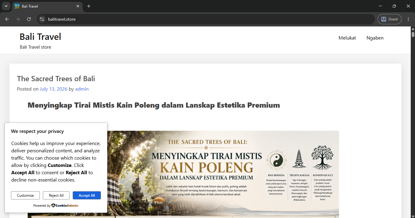 Tampilan website balitravel.store