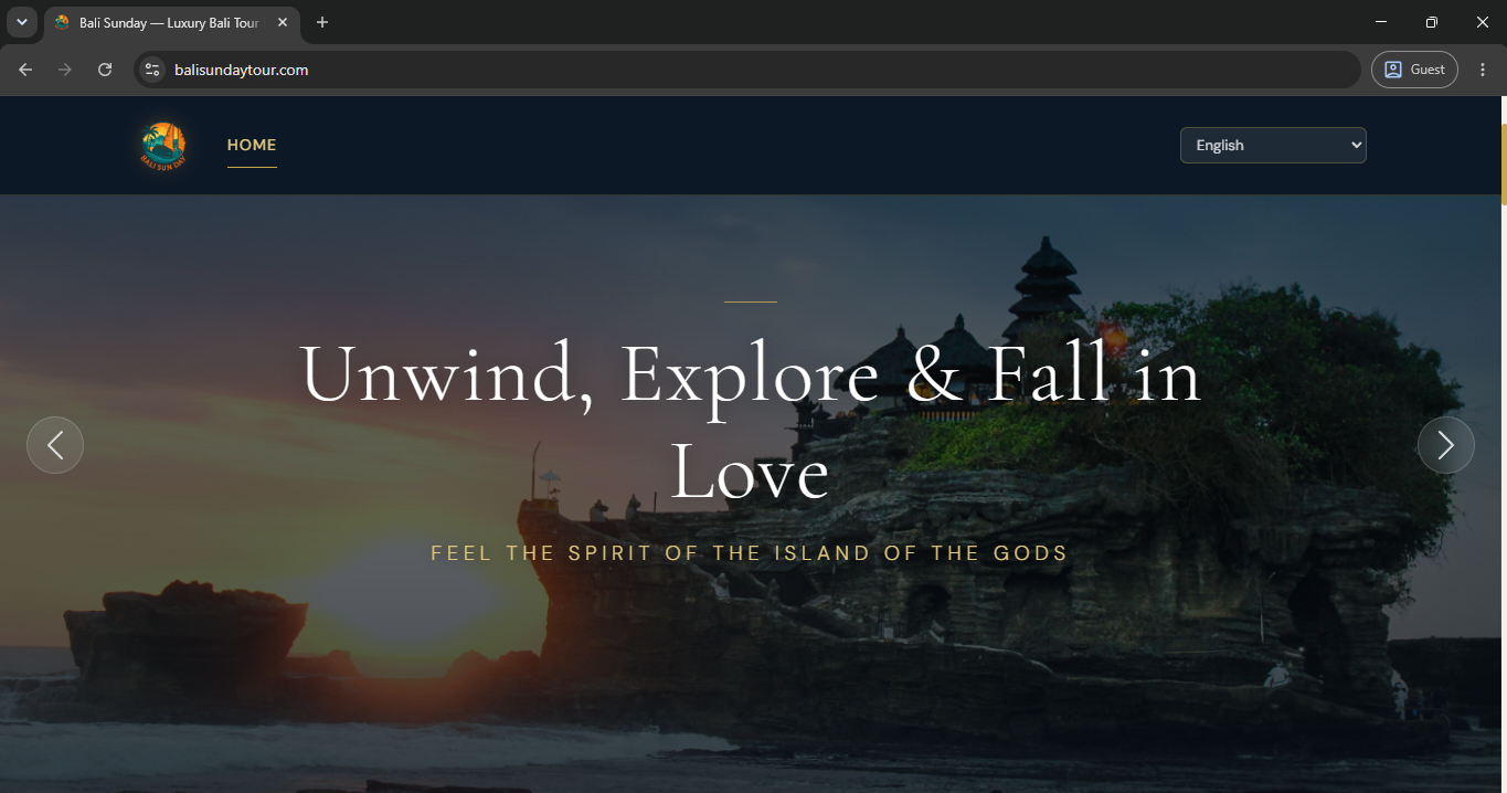 Tampilan website balisundaytour.com