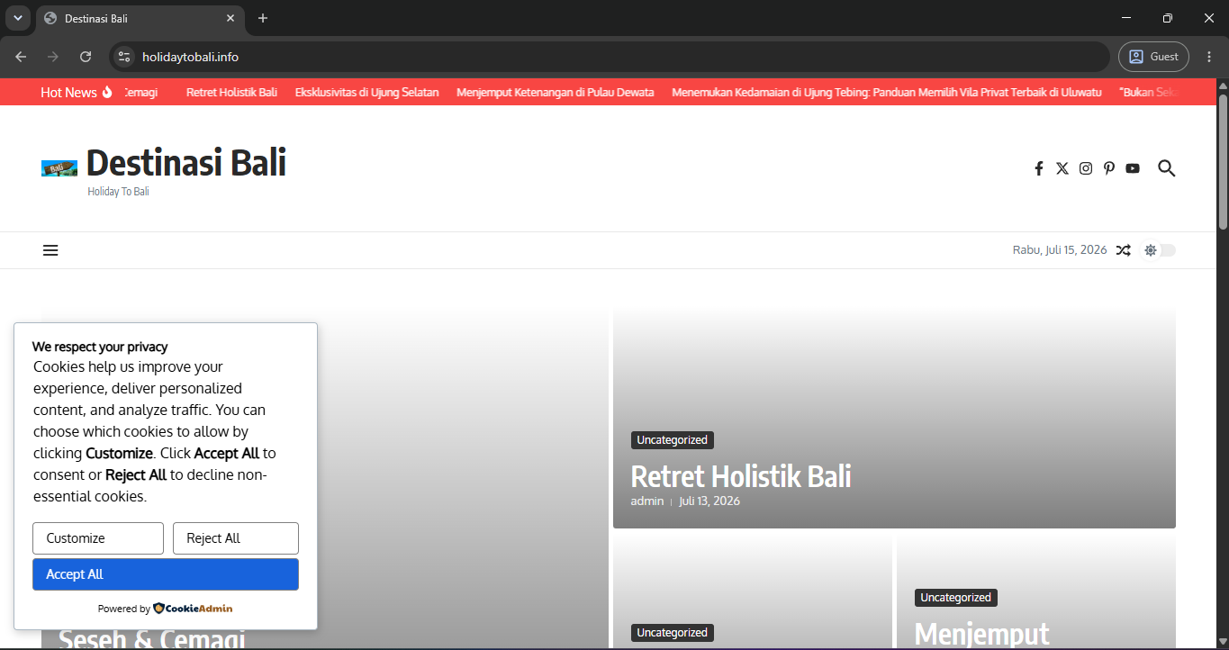 Tampilan website holidaytobali.info