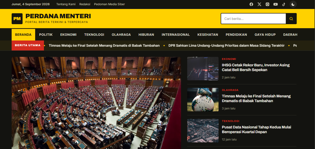 Tampilan website perdana-menteri.com