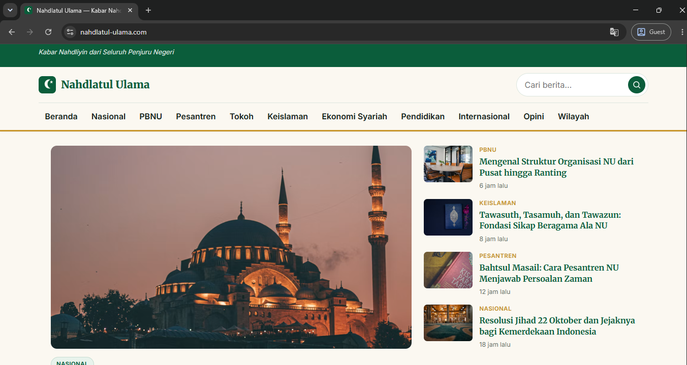 Tampilan website nahdlatul-ulama.com